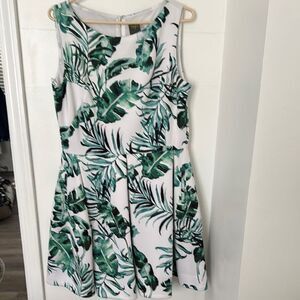 Taylor Tropical Green and White Sleeveless Dress